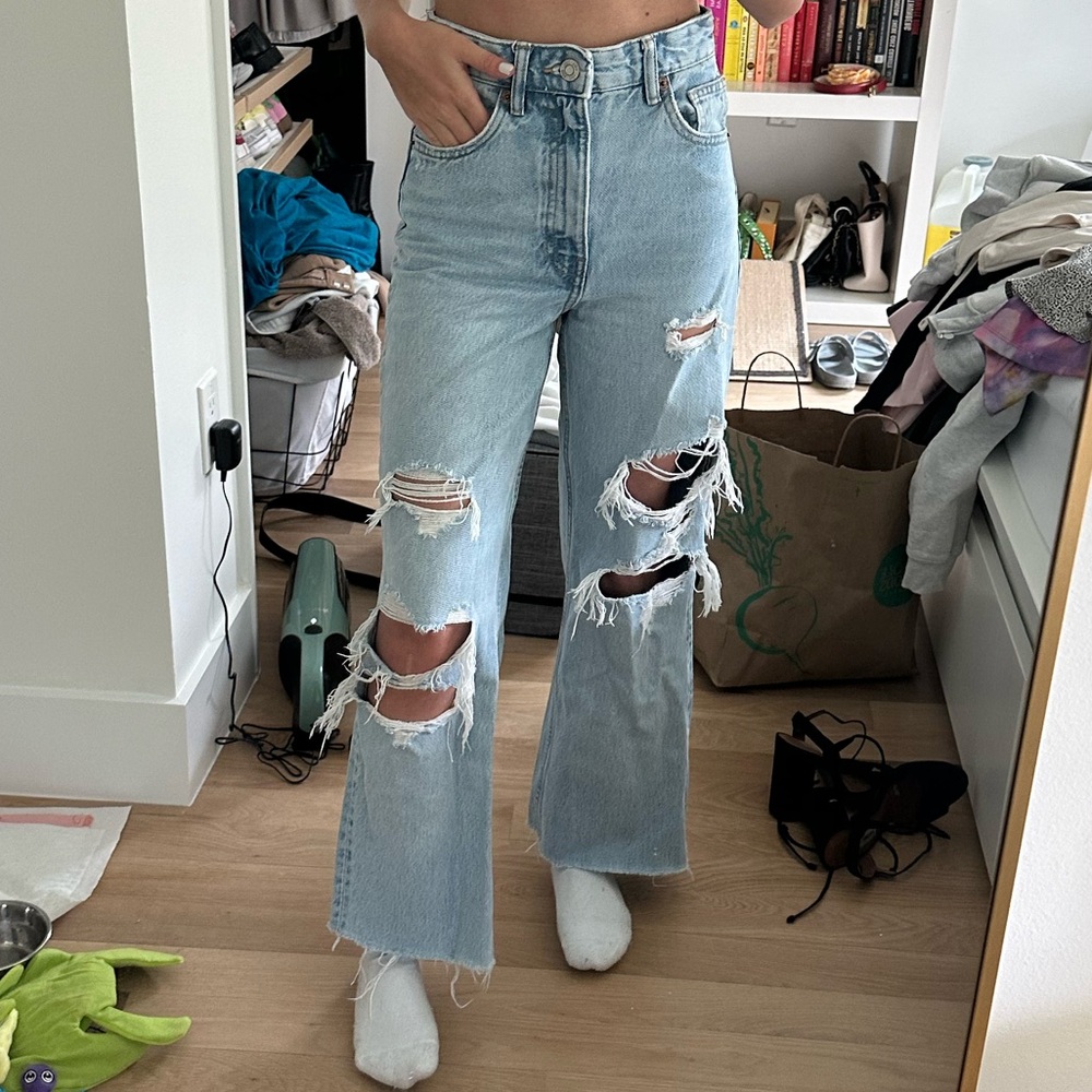 Ripped blue jeans